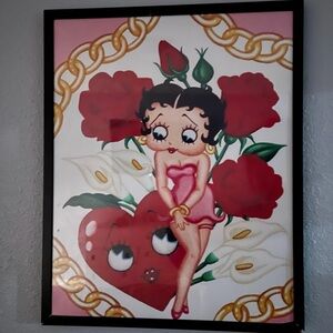 Betty Boop Framed Art with Red Roses